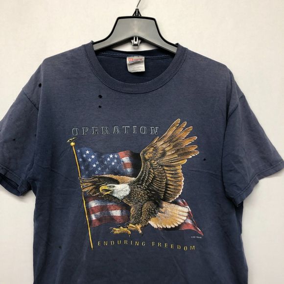 Vintage Hanes T-Shirt Tee Size Large 2001 Operation Enduring Freedom B247 -29 - Picture 8 of 16
